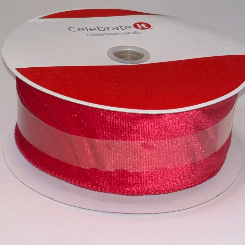 Velvet Ribbon in Deep Fuchsia 80ft Hot Pink Velvet Wire Ribbon 2 1/2”x80ft NEW